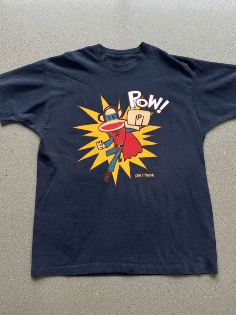 Gildan Navy Graphic 'Pow!' Monkey Tee with Yellow & Red Accents